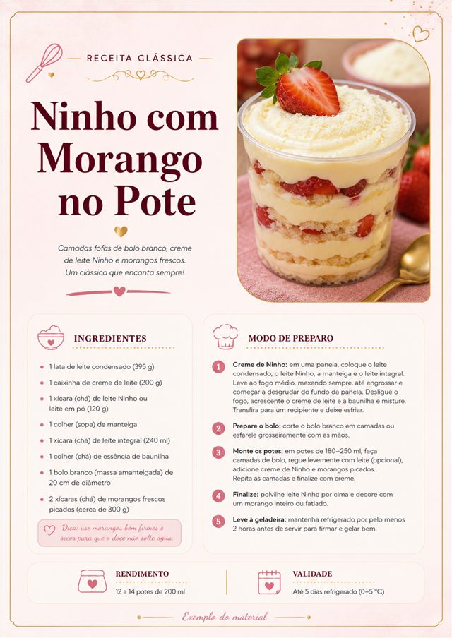 Ninho com Morango no Pote