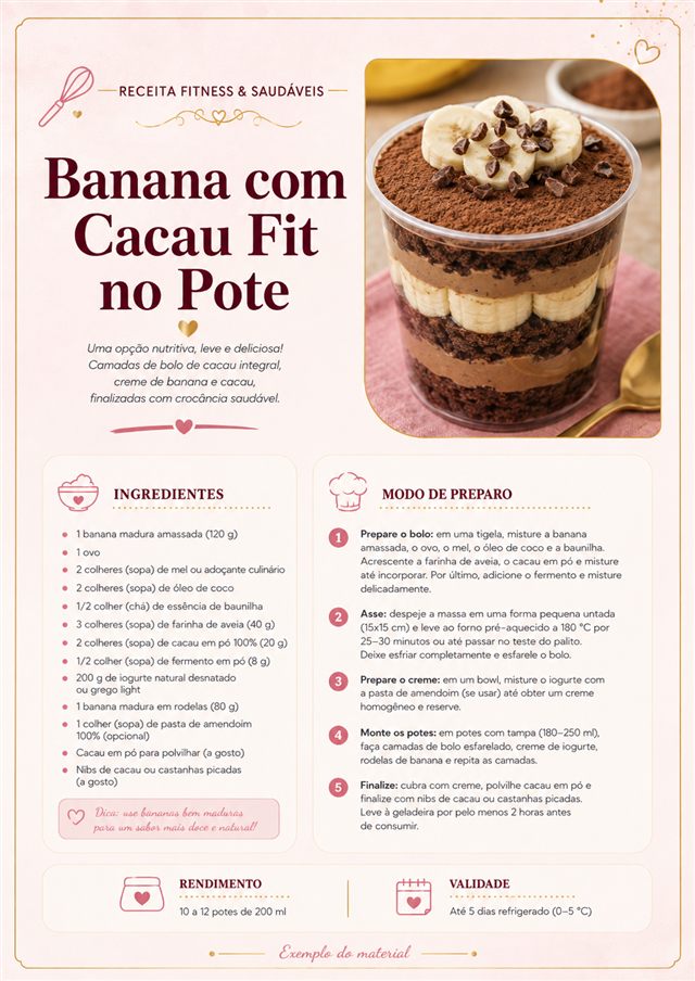 Banana com Cacau Fit no Pote